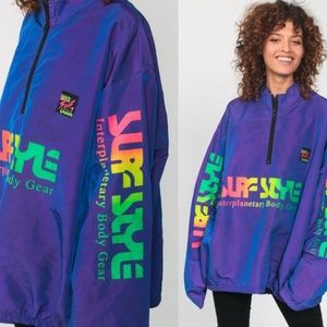 90’s Vintage Surf Style Interplanetary Body Gear Purple Pullover Jacket